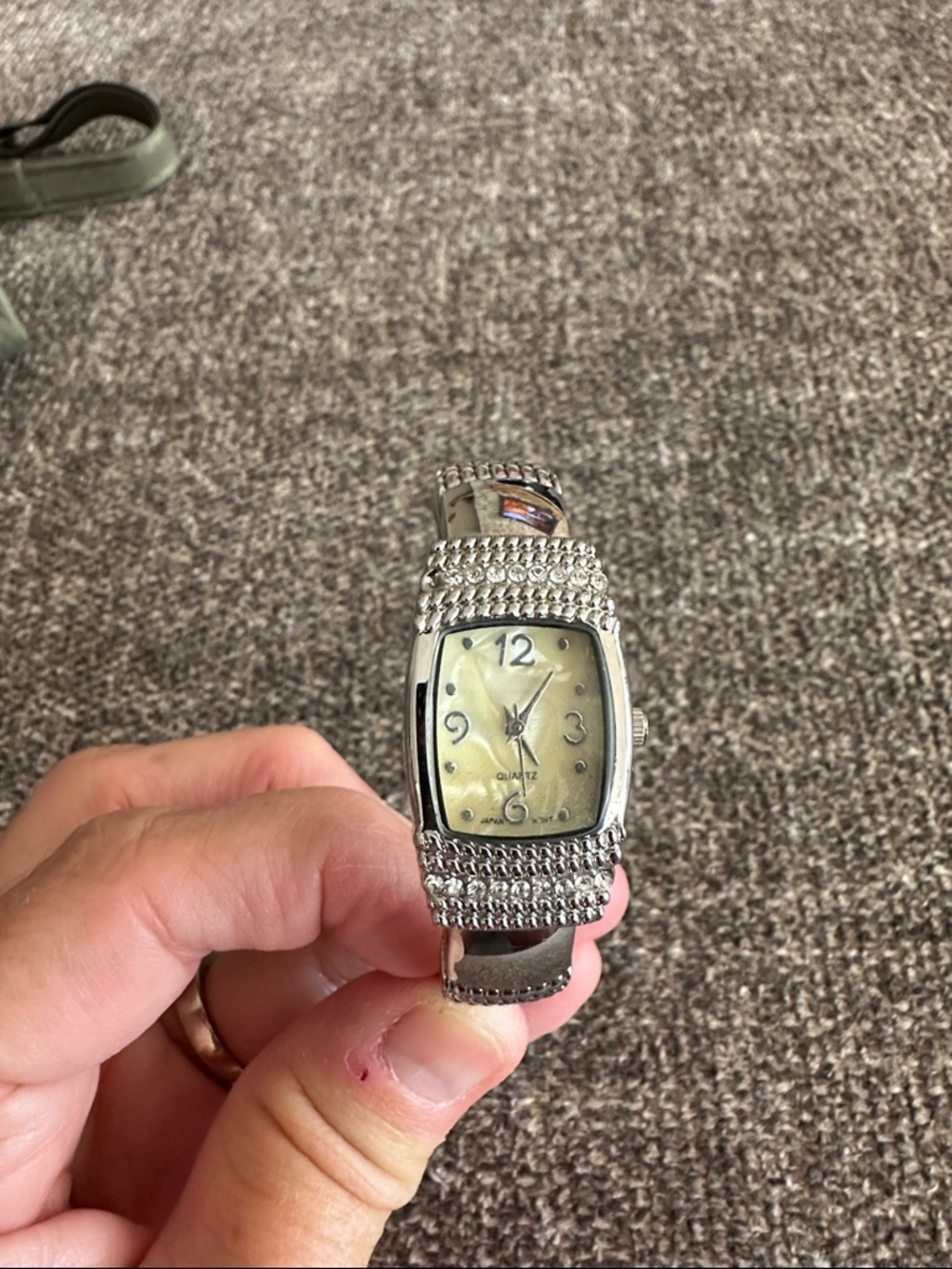 Silver Crystal Accent Quartz Watch - Pale Gold Dial